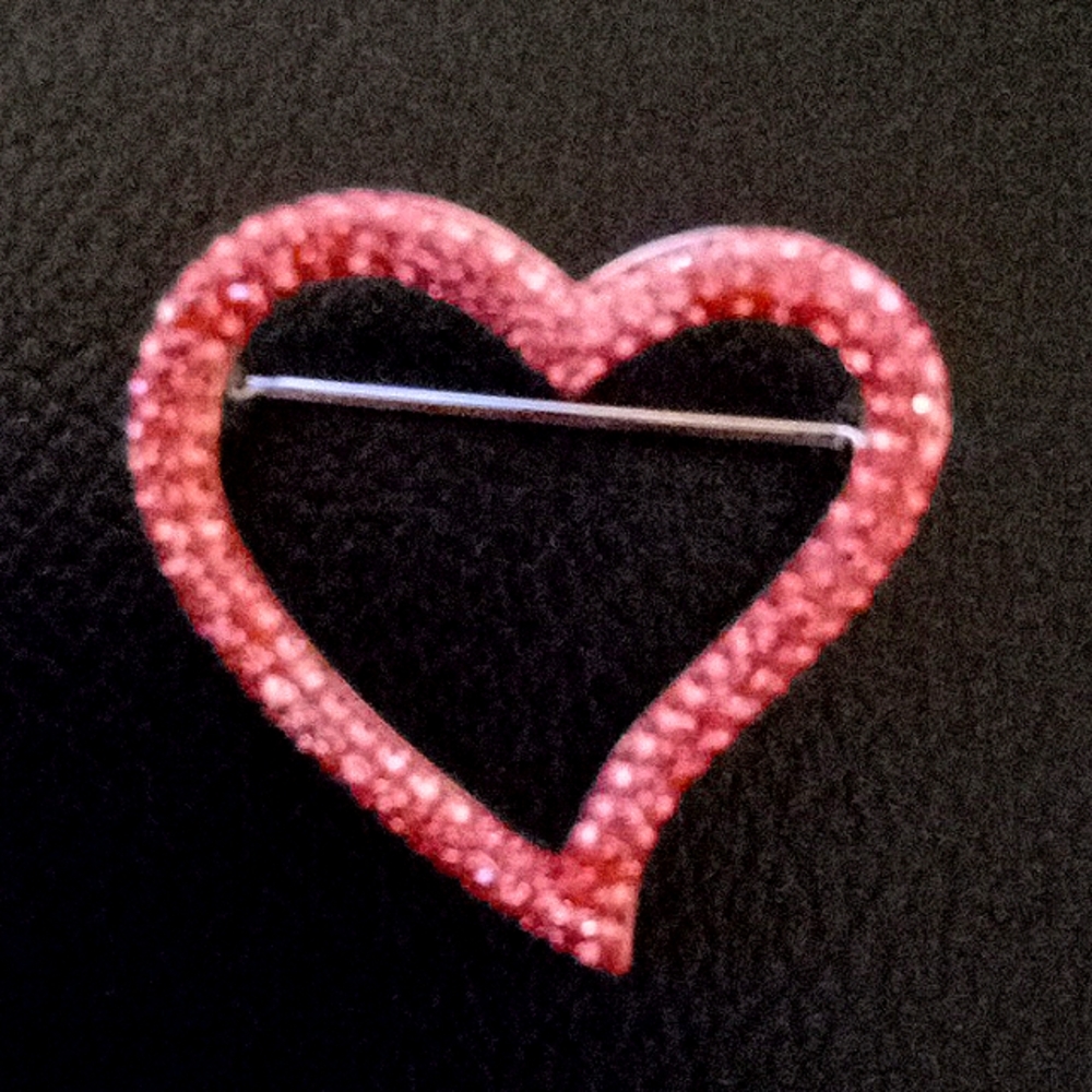 BREAST CANCER RESEARCH SWAROVSKI HEART BROOCH